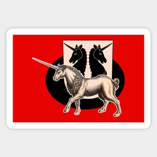 Vintage traditional unicorn on coat of arms. Magnet